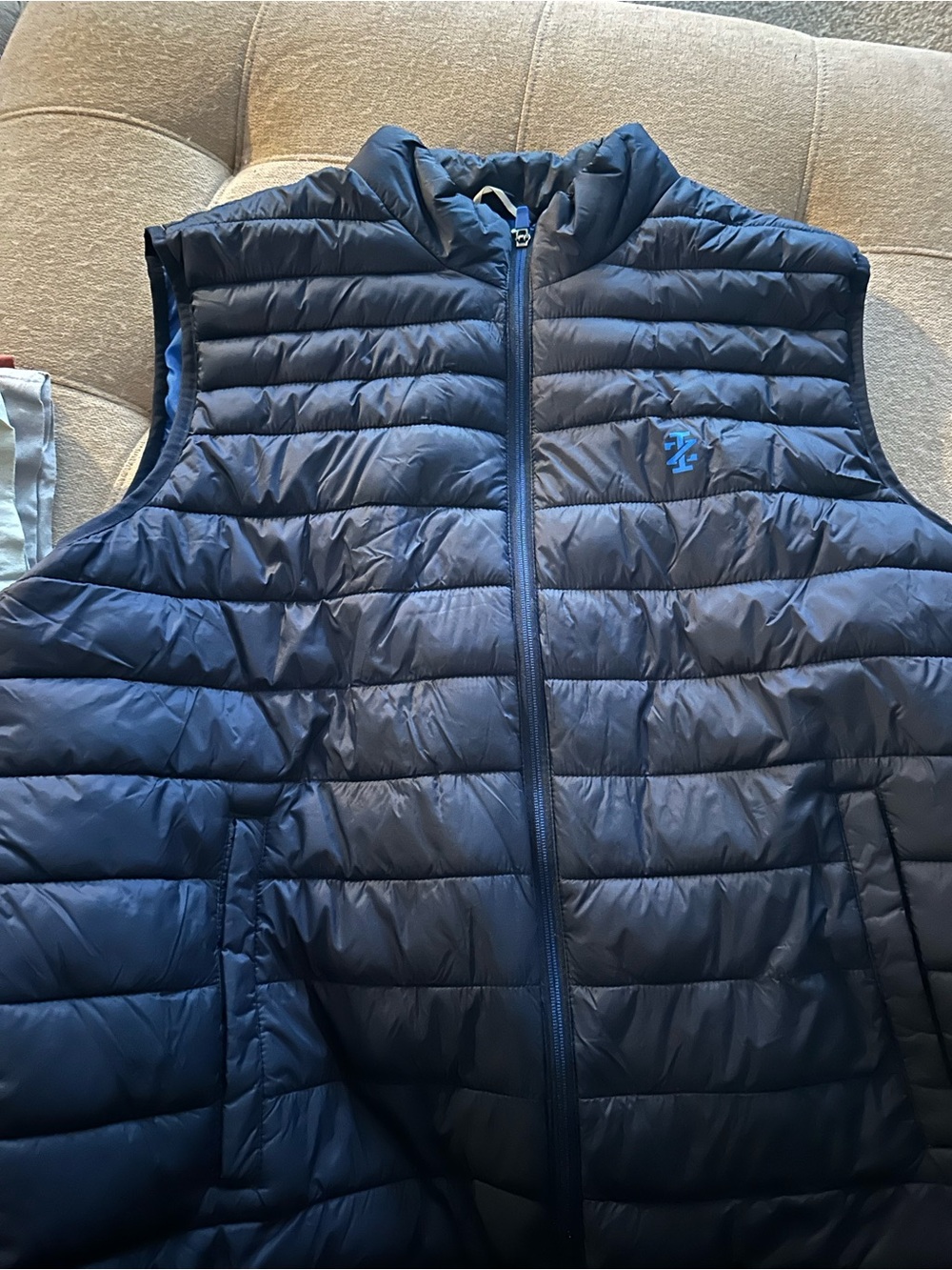 Izod Navy Quilted Puffer Vest with Blue Logo